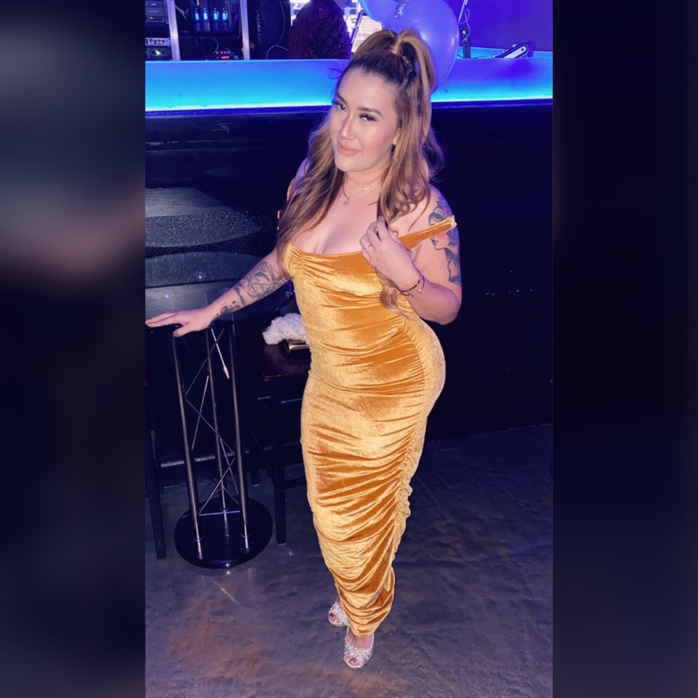 Mustard velvet dress